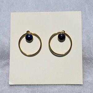 Chic Gold and Blue Lapis Circle Earrings